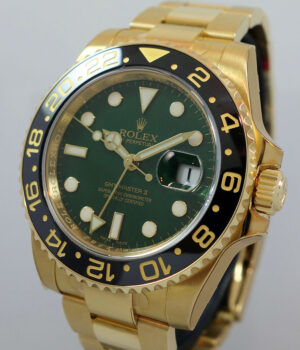 Rolex GMT 116718LN  18k Y Gold Green Dial  IN PLASTIC