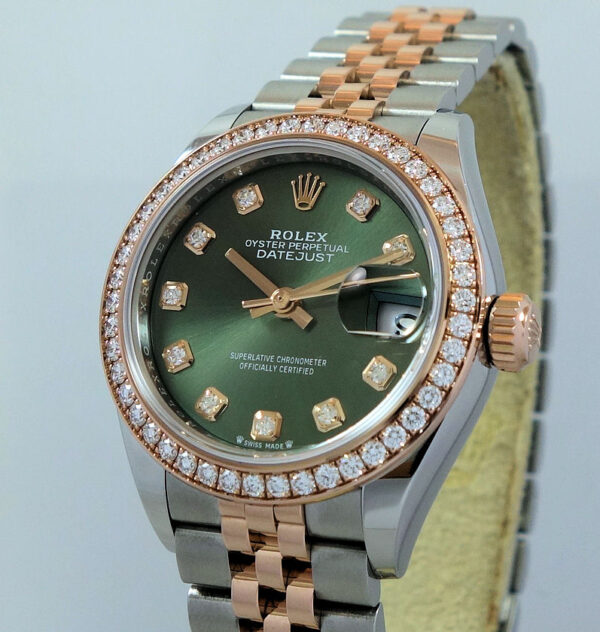 Rolex Lady Datejust 28mm 279381 Olive Diamond dial & Diamond bezel