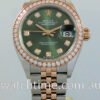 Rolex Lady Datejust 28mm 279381 Olive Diamond dial & Diamond bezel
