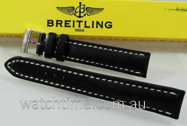 Genuine BREITLING OEM Black Leather 18mm