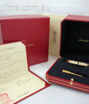 18k Yellow-Gold Cartier Love Bracelet  18k Yellow-Gold  4 Diamonds  Size 16 Box   Receipt