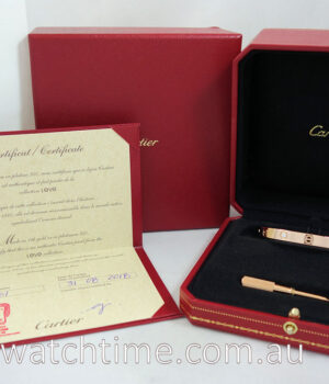 18k Rose-Gold Cartier Love Bracelet  18k Rose-Gold  4 Diamonds  Size 16 Box   Receipt