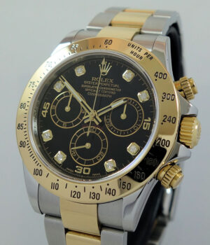 Rolex Daytona 18k   Steel Black Diamond dial 116523