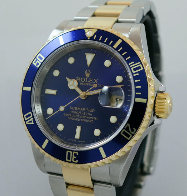 Rolex Submariner Date 18k & Steel, Blue dial 16613 Box & Certificate
