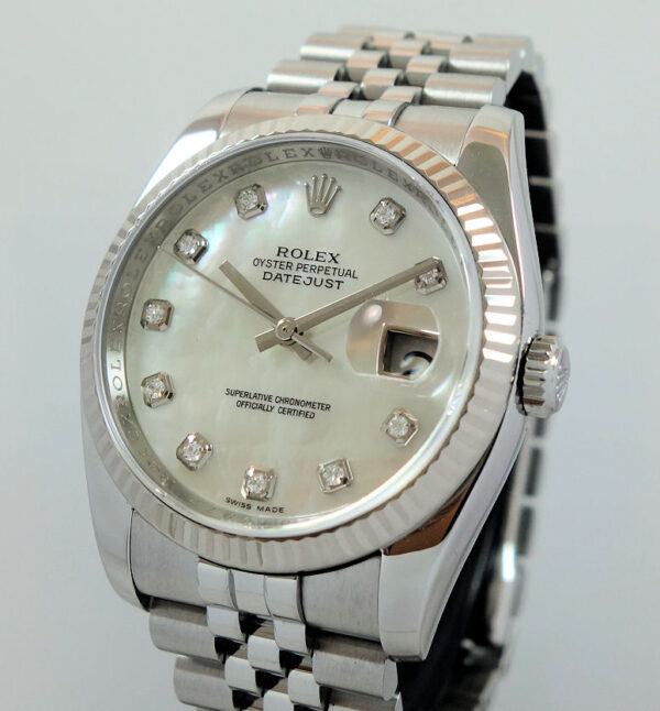 Rolex Datejust 116234 Mother of Pearl Diamond dial, White-Gold bezel