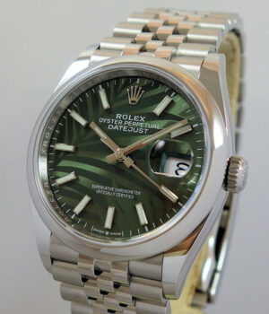 Rolex Datejust 36  Olive Green Palm Motif Jubilee