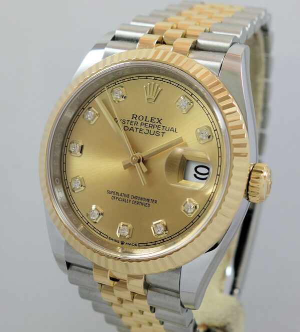 Rolex Datejust 36 Steel & 18k Yellow-Gold, Champagne Diamond dial 126233