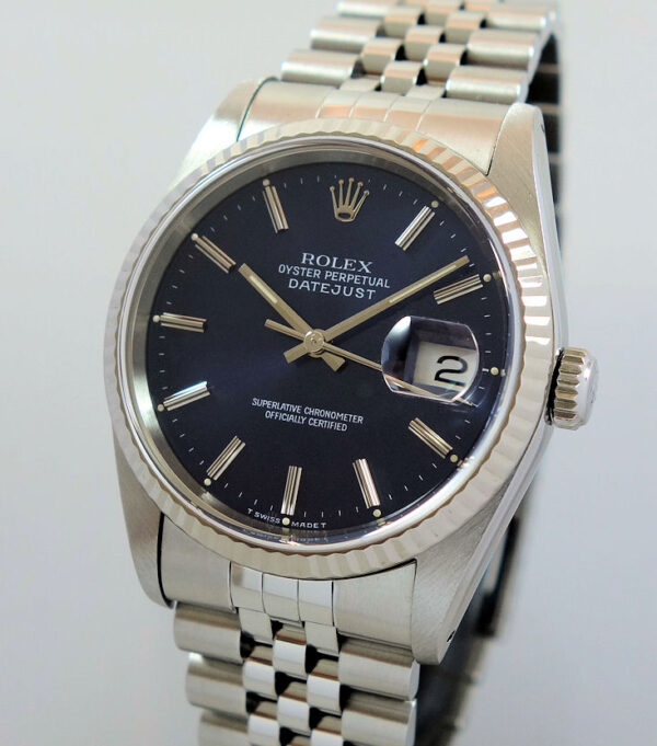 Rolex Datejust 36mm Blue dial, 18k W/Gold Bezel on Jubilee 16234