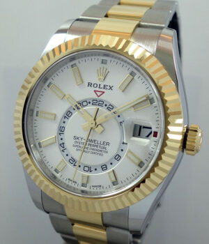 Rolex Sky-Dweller 18k   Steel 326933 White Dial Box   Card March 2021  As New 