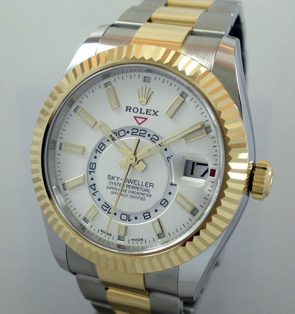 Rolex Sky-Dweller 18k & Steel 326933 White Dial Box & Card March 2021 "As New"