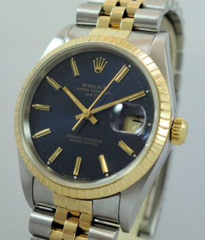 Rolex Oyster Date 18k & Steel 15223 Blue dial, Jubilee bracelet