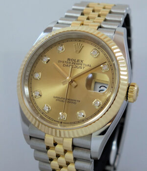 Rolex Datejust 36 Steel   18k Yellow-Gold  Champagne Diamond dial 126233