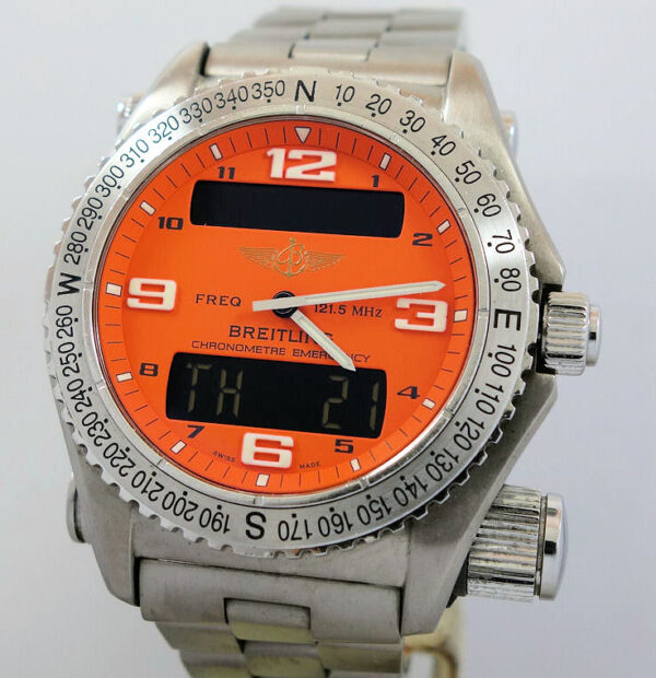 BREITLING EMERGENCY SuperQuartz Titanium E7632110 Orange dial, Full set!