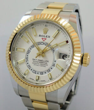 Rolex Sky-Dweller 18k & Steel 326933 White Dial Box & Card 2021 "As New"
