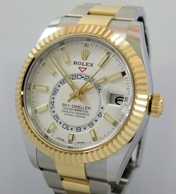 Rolex Sky-Dweller 18k & Steel 326933 White Dial Box & Card 2021 "As New"