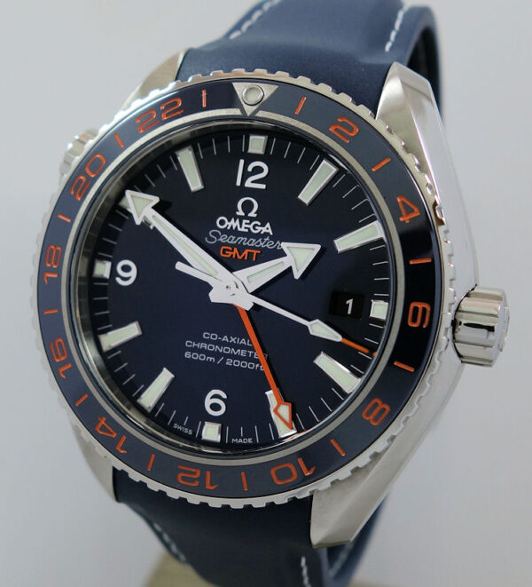 Omega Seamaster Planet Ocean 600M Co-Axial GMT 232.32.44.22.03.001 Blue dial "UNUSED"