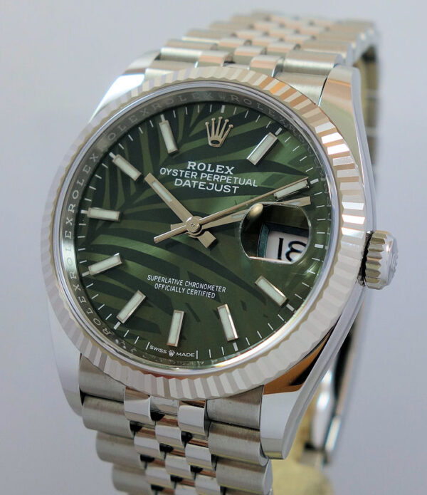 Rolex Datejust 36 Fluted Olive Green Palm Motif Jubilee  2022 *UNUSED* SOLD!!!