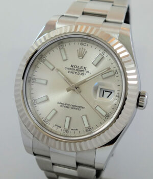 Rolex Datejust II  41mm Silver dial  White-Gold bezel 116334 Box   Card