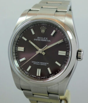 Rolex Oyster Perpetual Red Grape Dial 36mm 116000 Sep 2019 Box   Card