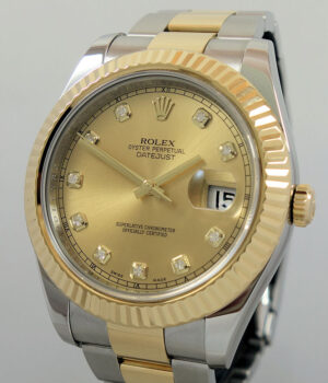 Rolex Datejust II 18k   Steel  Diamond-dial 116333 Box   Papers