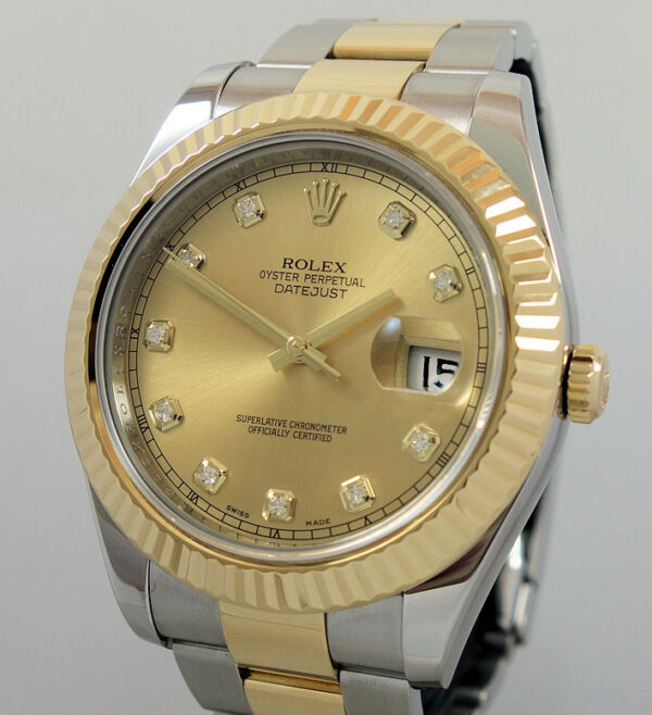 Rolex Datejust II 18k & Steel, Diamond-dial 116333 Box & Papers