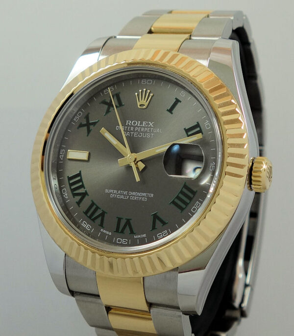Rolex Datejust II 18k & Steel, Wimbledon dial 116333 B&P