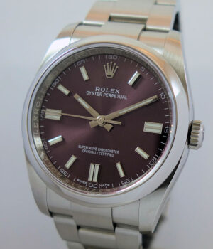 Rolex Oyster Perpetual Red Grape Dial 36mm 116000  Box   Card
