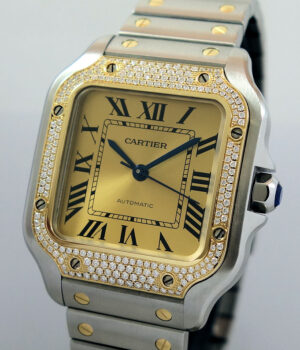 Cartier Santos Steel   Yellow Gold FACTORY Diamonds W3SA0007