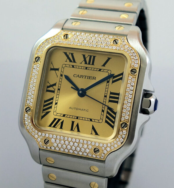 Cartier Santos Steel & Yellow Gold FACTORY Diamonds W3SA0007