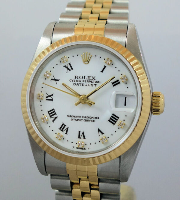 Rolex Datejust 30mm 18k & Steel White, Diamond-dial 68273