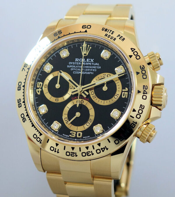 Rolex Daytona 18k Yellow Gold Black Diamond Dial 116508 2022 *UNUSED*