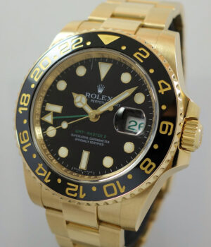 ROLEX GMT Master II 18k Yellow-Gold 116718LN Box   Papers