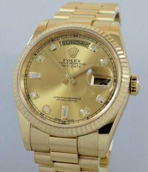 Rolex Day-Date 36 Yellow-Gold 128238 DIAMOND Dial Box   Card  As New 