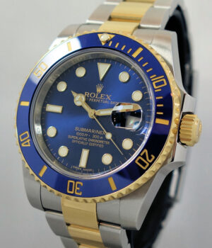 Rolex Submariner 18k   Steel  Blue-Sunburst dial 116613LB Box   Card