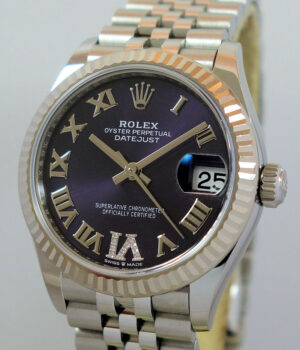 Rolex Datejust 31mm Steel  Aubergine dial  set with diamonds 278274 Box   Card 2021
