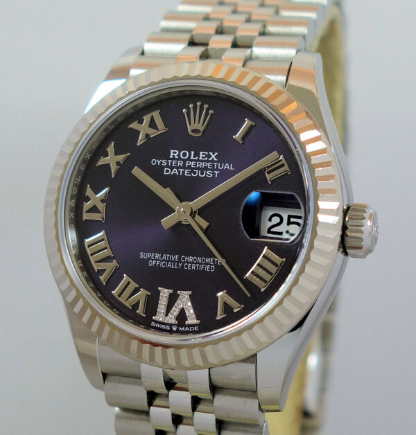 Rolex Datejust 31mm Steel, Aubergine dial; set with diamonds 278274 Box & Card 2021