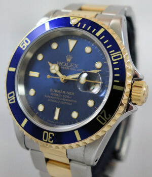 Rolex Submariner 16613  Blue-dial  18k Gold   Steel  Box   Papers 1994