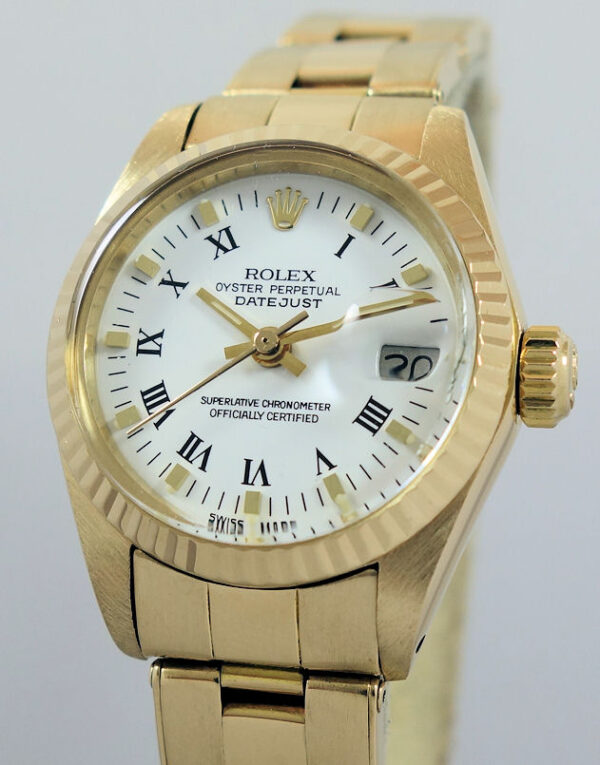 Rolex Lady-Datejust 18k Yellow Gold White Roman dial 69178