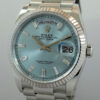 Rolex Day Date 36mm Ice Blue Diamond Baguette Solid Platinum 128236 *SOLD*