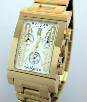 Bvlgari Rettangolo Chronograph RTC49G 18K Gold on bracelet Large Size 
