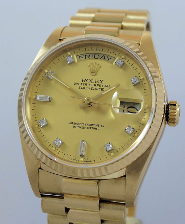 Rolex President Day-Date Diamond dial 18038 Box & Papers Like New!!