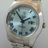 DSC07112 Rolex Day-Date II PLATINUM President Ice Blue Roman Dial 218206 Box & Card, IN STOCK!!!