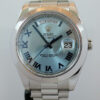 DSC07118 Rolex Day-Date II PLATINUM President Ice Blue Roman Dial 218206 Box & Card, IN STOCK!!!