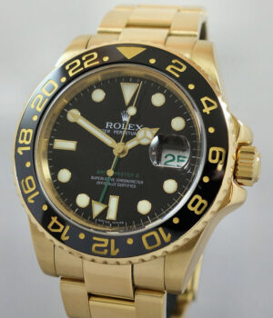 ROLEX GMT Master II 18k Yellow-Gold 116718LN Box   Papers