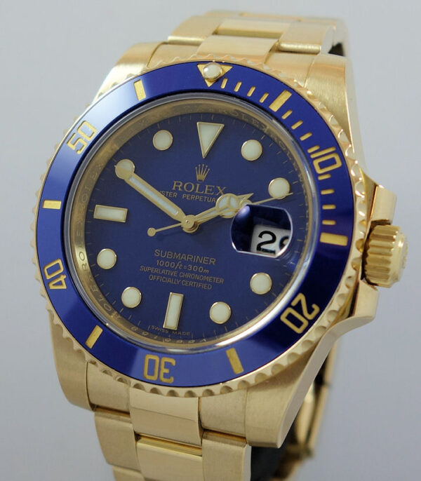 Rolex Submariner 18k Gold "Flat-Blue" dial 116618LB  Box & Card