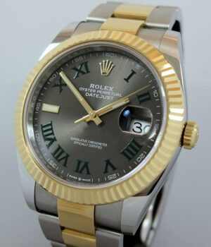 Rolex Datejust 41mm 18k & Steel, Wimbledon dial 126333  Box & Card