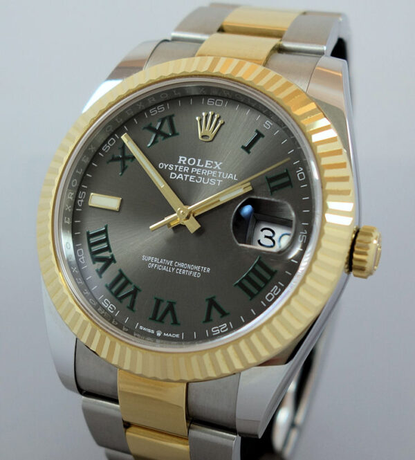 Rolex Datejust 41mm 18k & Steel, Wimbledon dial 126333  Box & Card