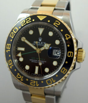 Rolex GMT II 18k Gold & Steel 116713LN  Box, Card & Rolex Service History
