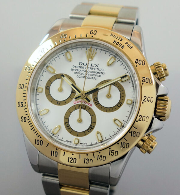 Rolex Daytona 18k & Steel, White dial 116523 Box & Papers