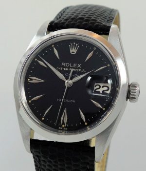 Rolex Air-King 5700 Automatic with Date  Rare Black dial circa 1966